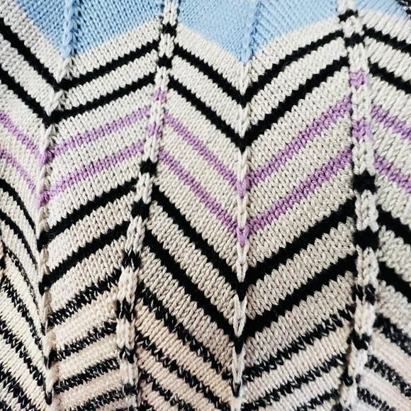 Pendleton Silk Cotton Chevron Knit Cardigan Gray Purple Blue V Neck Small - Picture 8 of 12